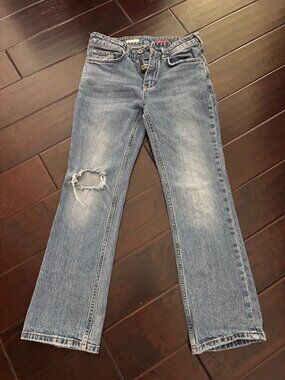 PILCRO distressed bootcut blue jeans size 27